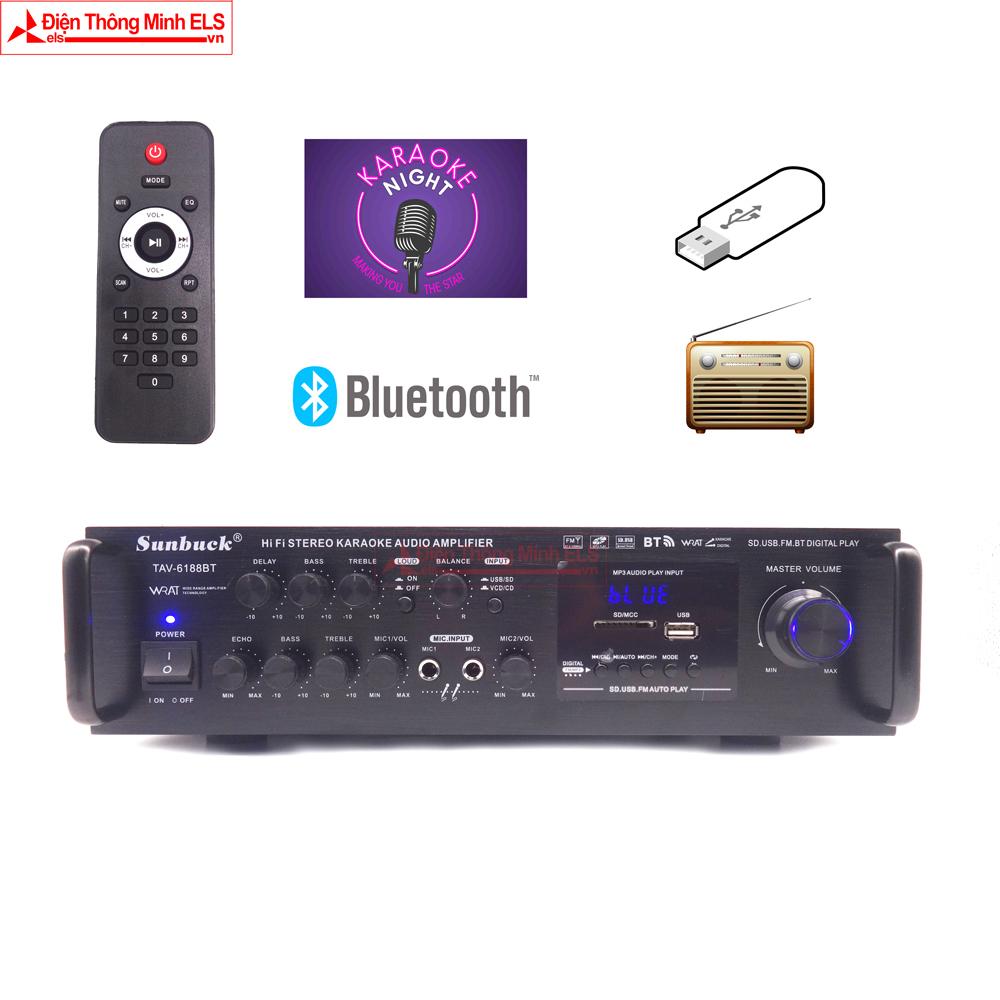 Ampli Karaoke 220V/12V Bluetooth Sunbuck 6188BT