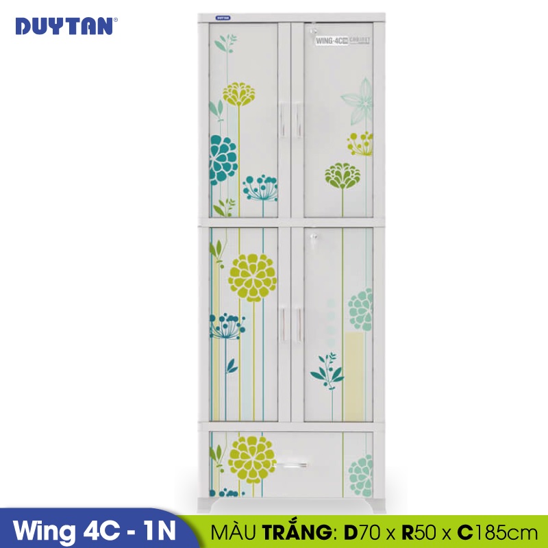 Tủ nhựa DUY TÂN Wing 4C-1N 4 cửa 1 ngăn (70 x 50 x 185 cm) - 05646 - Giao màu ngẫu nhiên