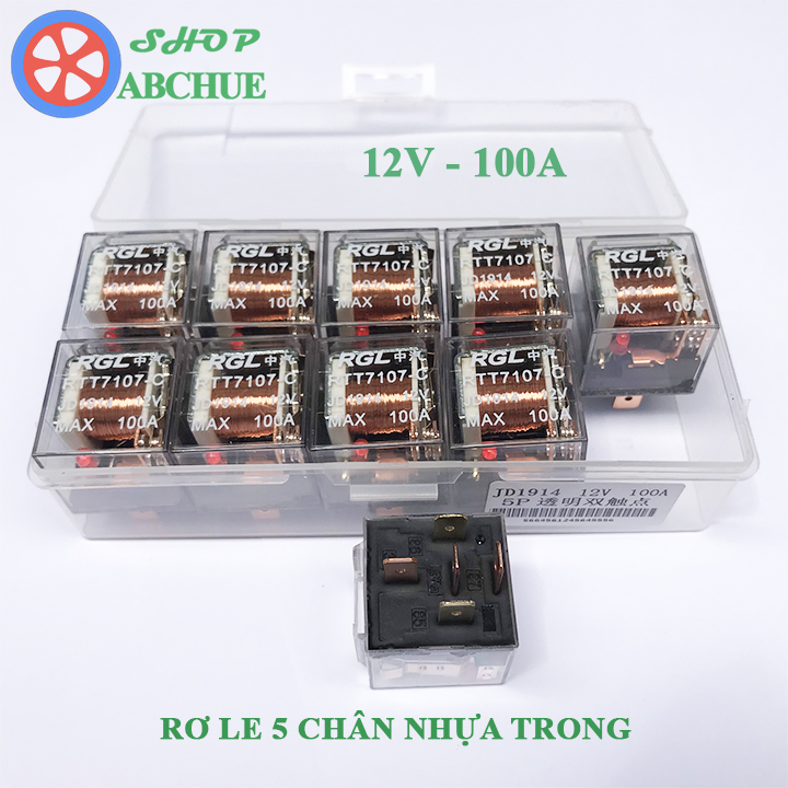 Combo 10 Rơ Le 5 Chân 12V 100A Nhựa Trong