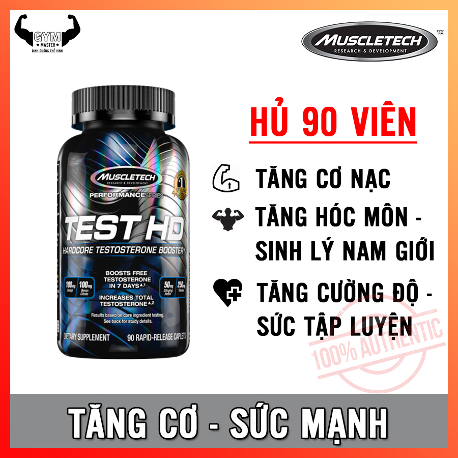Viên tăng cường hóc môn - sinh lý nam giới giúp tăng cơ Test HD MuscleTech 90 viên - Hàng phân phối chính hãng 100%