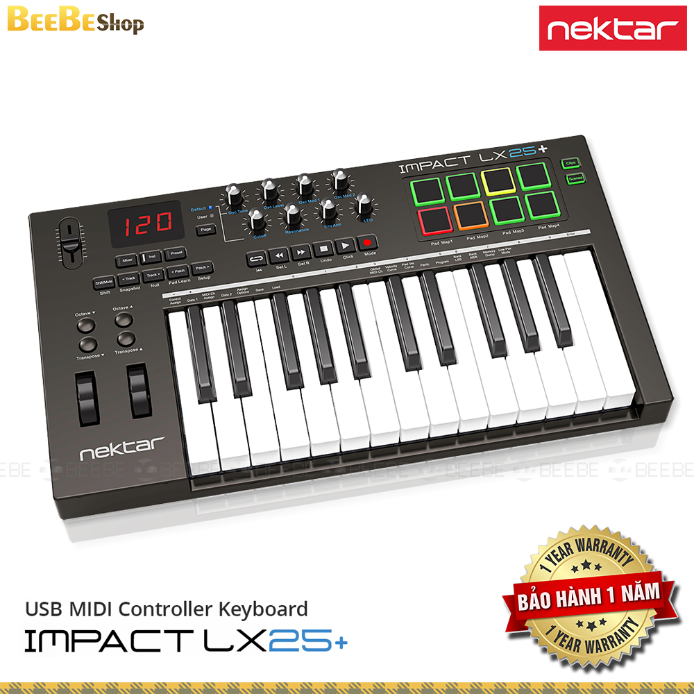 Nektar Impact LX25+ MIDI Phối Nhạc Điện Tử 25 Phím, Kết Nối USB