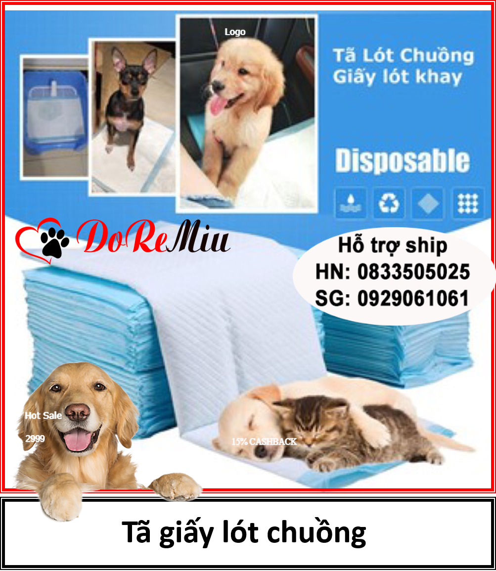 Doremiu (Lẻ 10 miếng) tã giấy lót chuồng chó mèo (2 size) bỉm tã chó dạng miếng lót