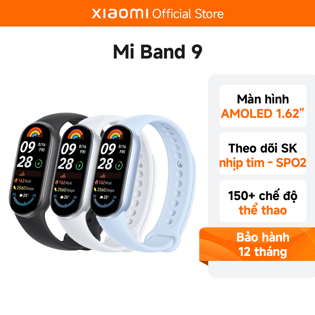 Vòng Đeo Tay Thông Minh Xiaomi Miband 9 Theo Dõi Sức Khỏe Bản Quốc Tế Chính Hãng Bảo Hành12 tháng