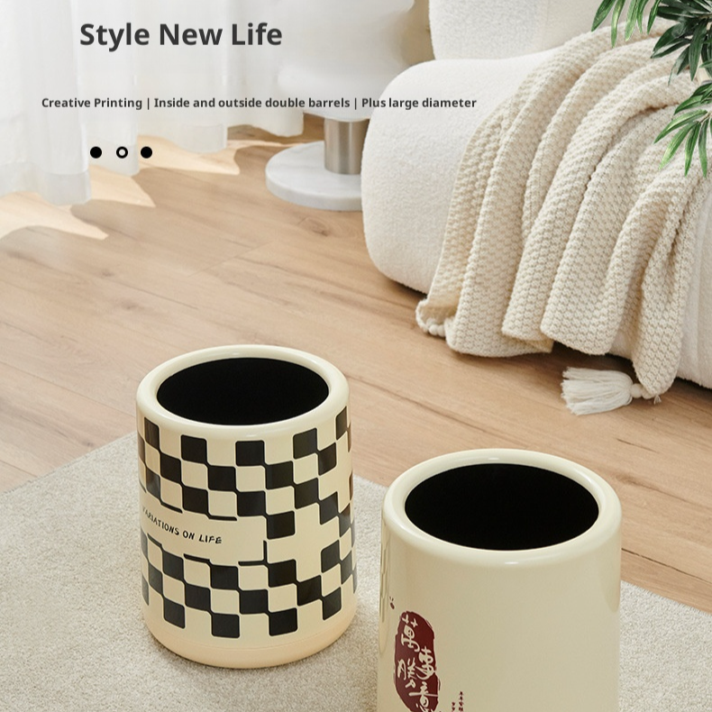 Beautiful and practical round garbage can for household