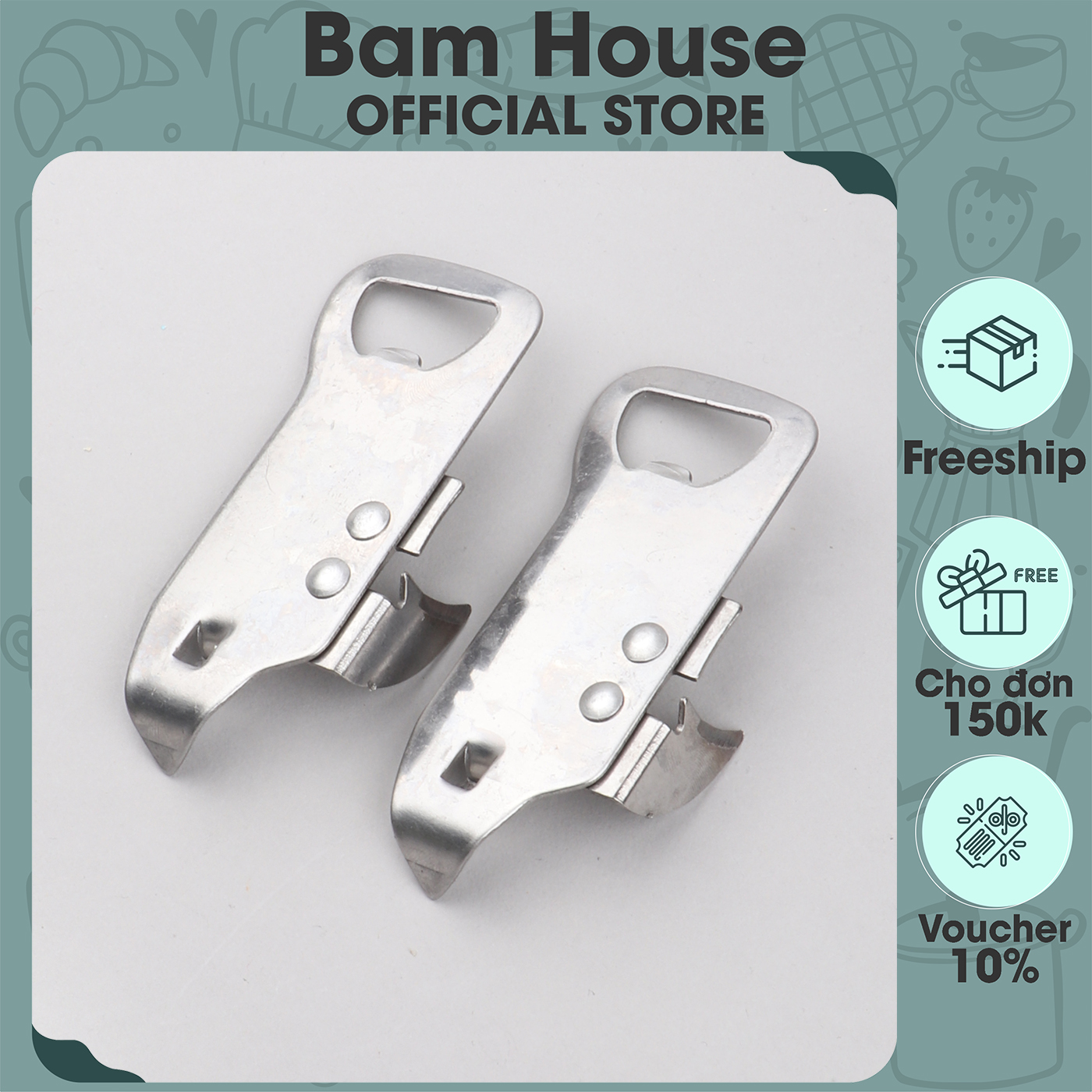 Dụng cụ khui đồ hộp, khui chai inox Bam House  đa năng tiện lợi cao cấp KDH01