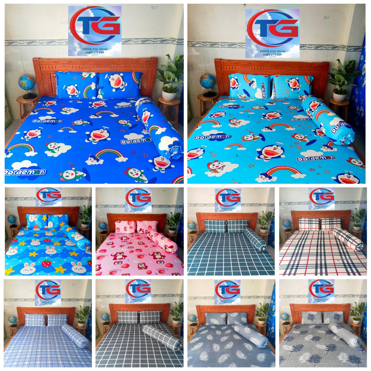 Bộ drap 4 món thun 3d hàn quốc