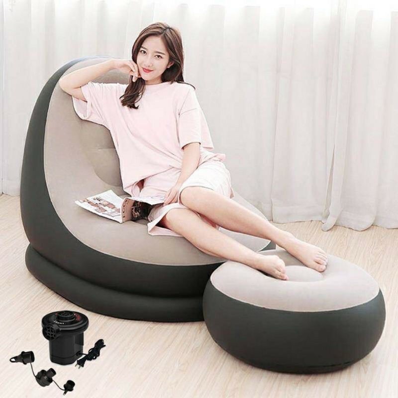 Ghế hơi tựa lưng chính hãng intex 68564, ghế đệm hơi êm ái có 2 chi tiết, bơm/xả hơi tiện dụng - tặng kèm bơm, bảo hành 12 tháng , lỗi 1 đổi 1 tại mago