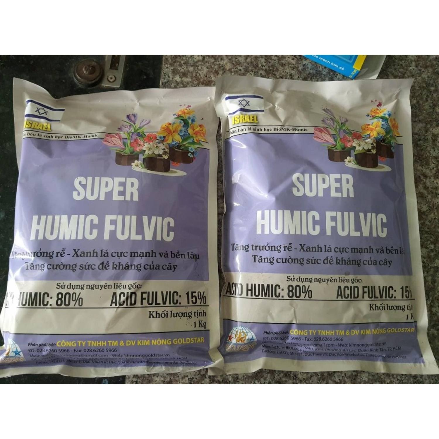 Phân bón hữu cơ- kích thích ra rễ- super humic fulvic-1kg- nhập khẩu từ israel - cải tạo đất, hạ phèn, kích rễ mạnh