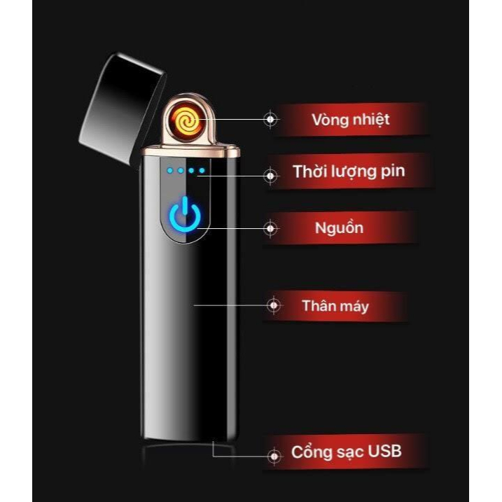 Bật lửa hồng ngoại cảm ứng vân tay có sạc sang trọng lịch lãm- Bật lửa điện hồng ngoại kèm sạc