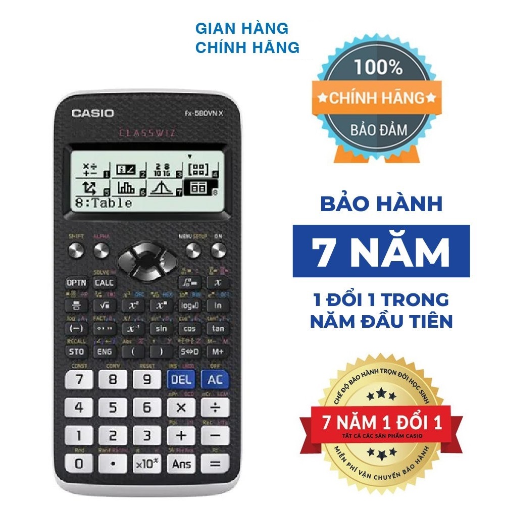 HCM Máy tính Casio FX 580VNX Hàng Thailand Tính Toán Nhanh Độ Chính Xác Cao Bền Bảo hành 2 năm