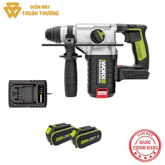 Bộ máy khoan đục bê tông pin 20v worx green wu388