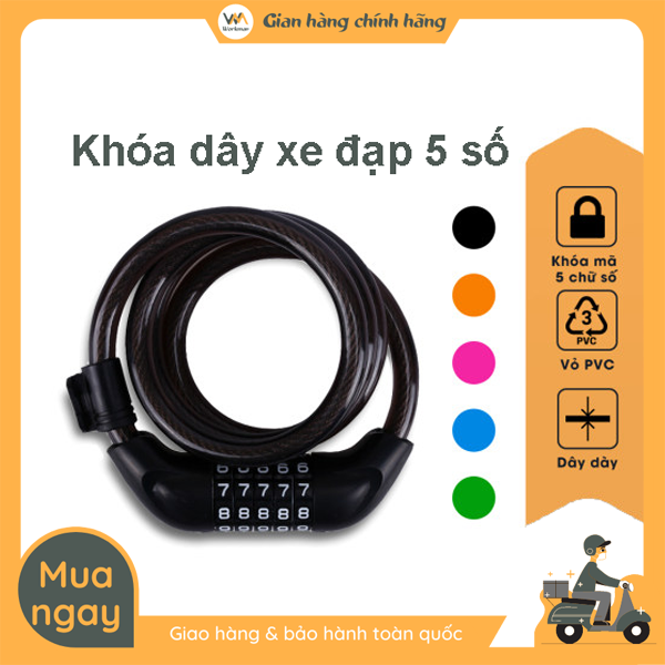 Khóa xe đạp, khóa dây 5 số chống trộm