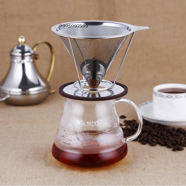 Bộ pha cà phê Drip V60 L-Beans Bình thùy tinh và Phễu lọc