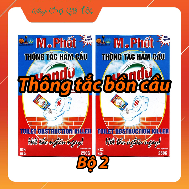 Bộ 2 gói bột thông tắc bồn cầu bể phốt xuất khẩu Hando 250Gr [Đổ định kì để có kết quả cao]