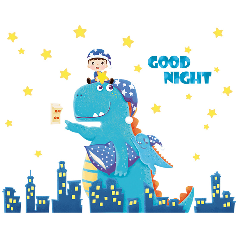 Decal dán tường hình khủng long Goodnight kích thước 92x115cm