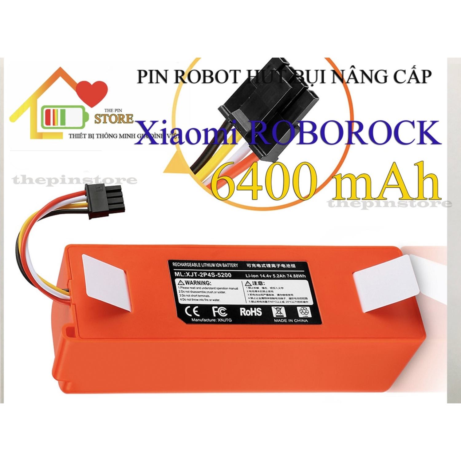 PIN ROBOT HÚT BỤI XIAOMI ROBOROCK S5/S5MAX/S6/S6 PURE/S6MAX/S7/S7MAX NÂNG CẤP ( PIN LG DUNG LƯỢNG CAO 6400 mAH)
