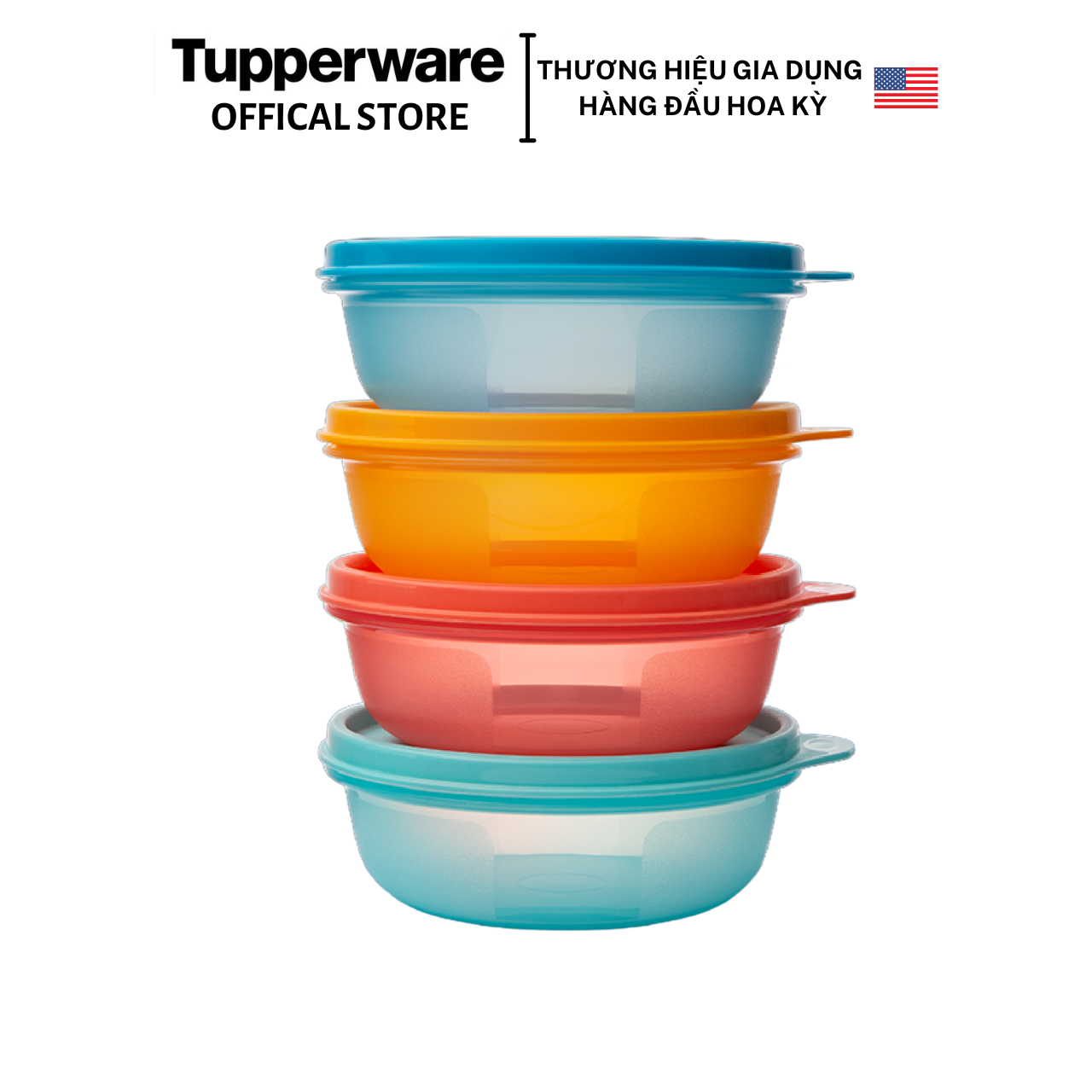 Bộ hộp bảo quản thực phẩm Tupperware Junior Modular Bowl 350ml - Bảo hành trọn đời - Nhựa nguyên sinh PP số 5 an toàn