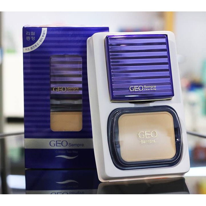 Phấn nén Geo xanh 2 lõi – Geo Sempre C-water two way