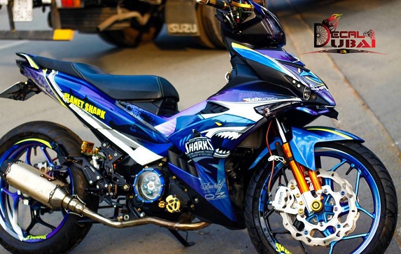 Tem Trùm Exciter 150 Xanh Tím Cá Mập