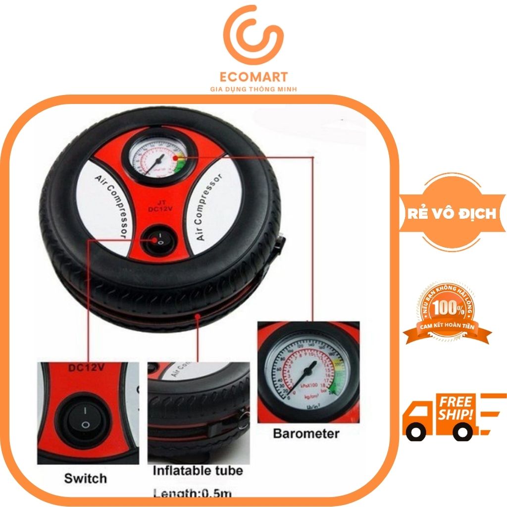 Bơm xe - bơm tròn bơm ô tô, xe máy chuyên dụng dùng điện 12v