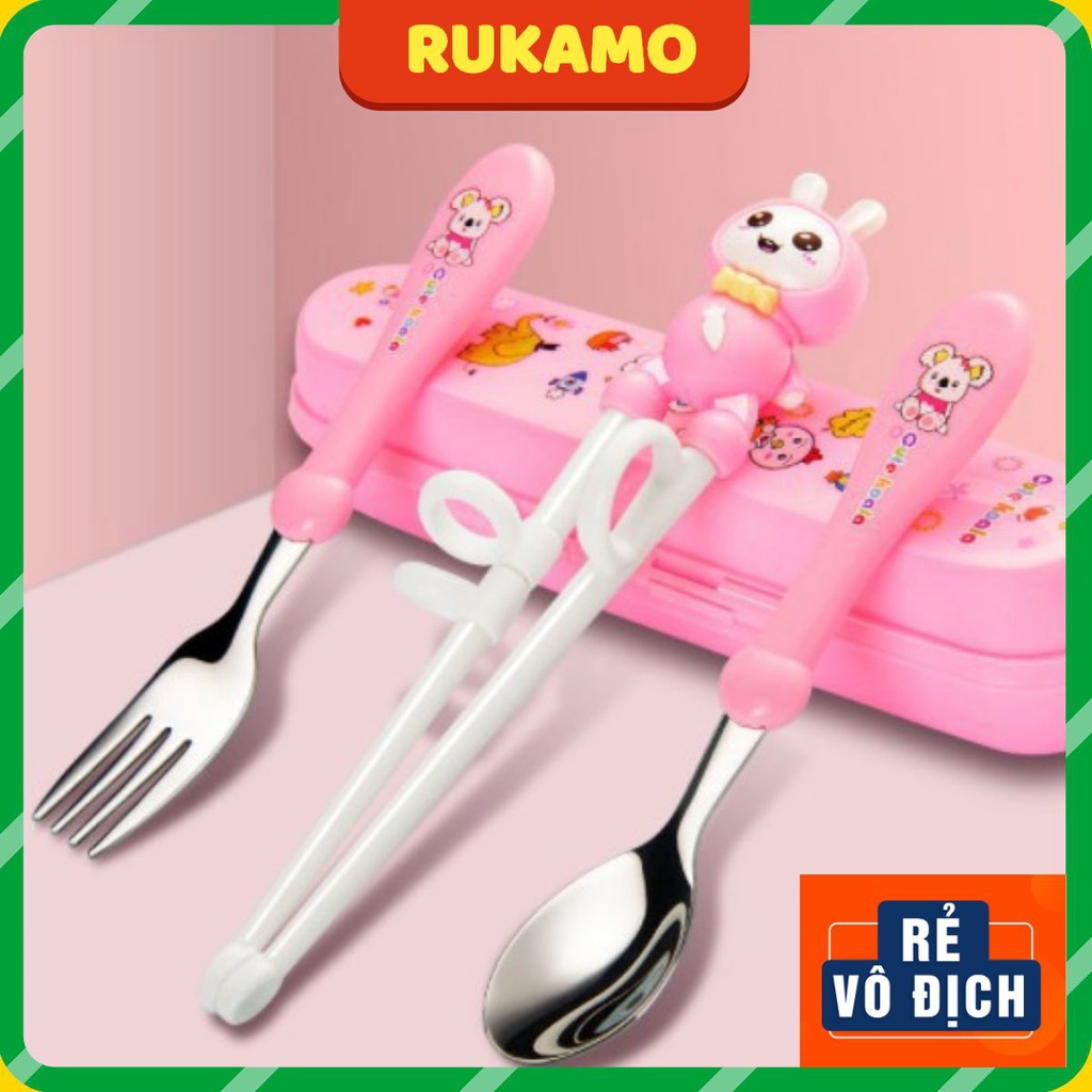 Đũa tập ăn cho bé xỏ ngón Hàn Quốc nhỏ gọn vừa tay dễ dàng điều khiển RUKAMO TD02