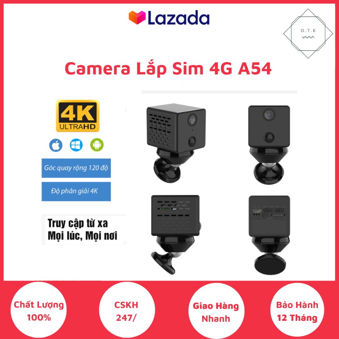 Camera Mini GIAU KIN Lắp Sim 4G, Camera A54, Chất Lượng 4K, Quay Đêm Tốt