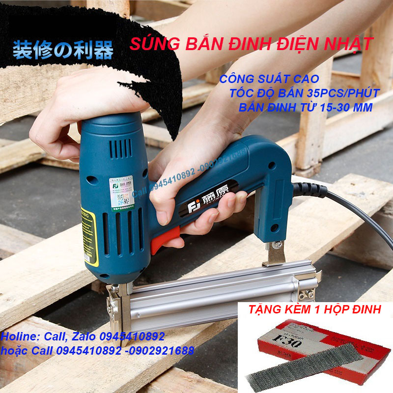 Súng bắn đinh điện f30 nhật - tặng 1 hộp đinh
