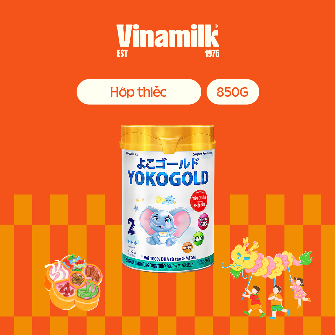 Sữa bột YOKO GOLD 2 850g (cho trẻ từ 1 - 2 tuổi) - Sữa công thức Dưỡng chất tốt từ Nhật Bản, Vị Nhạt thanh mát, Tiêu hóa khỏe, giúp bé dễ hấp thu