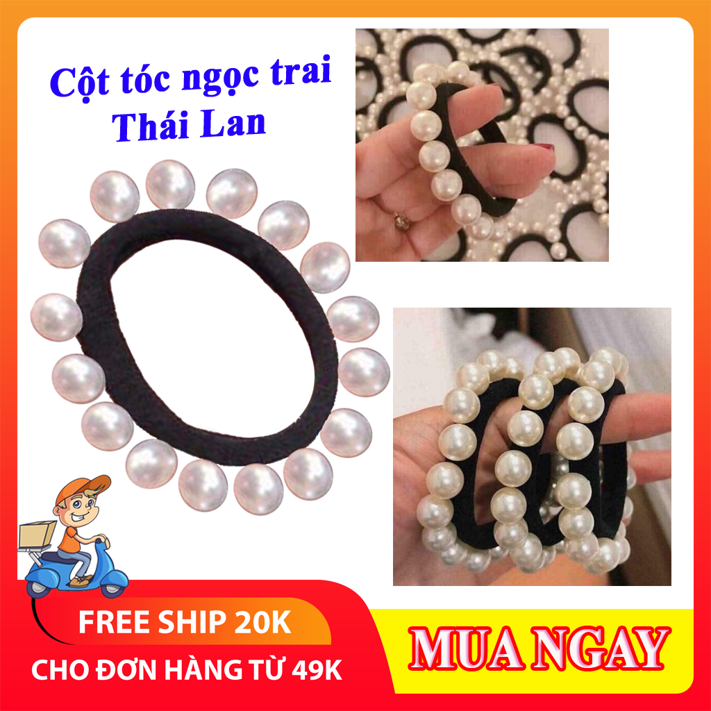 Cột Tóc Ngọc Trai Thái Lan, Sợi Thun Siêu Bền, Mềm Mại, Cột Không Đau Tóc