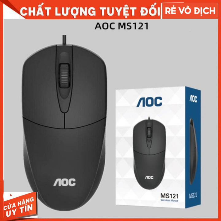 Chuột máy tính có dây chính hãng aoc ms121 / 1200 dpi, chuột máy tính aoc văn phòng cao cấp,siêu bền, bảo hành 12 tháng