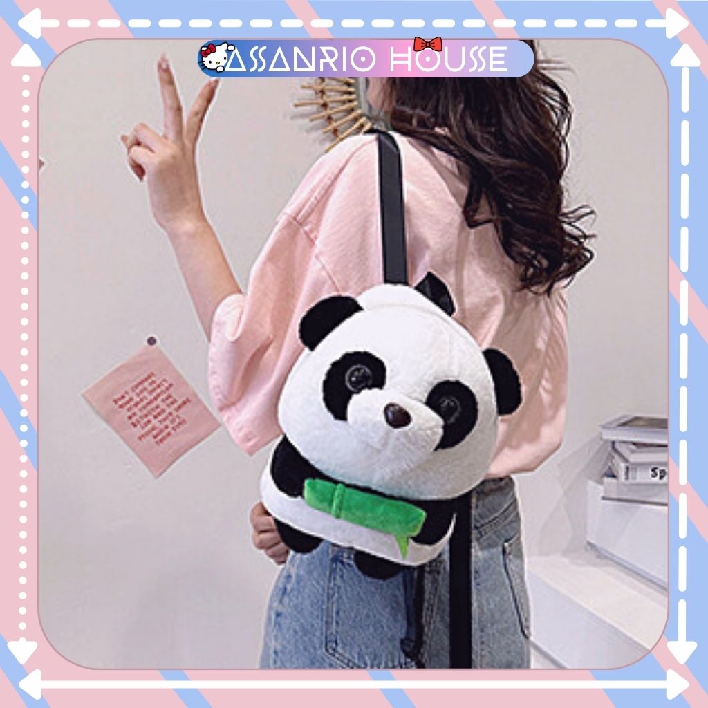 Balo gấu trúc panda lớn nhồi bông đáng yêu - túi gấu bông asanrio house