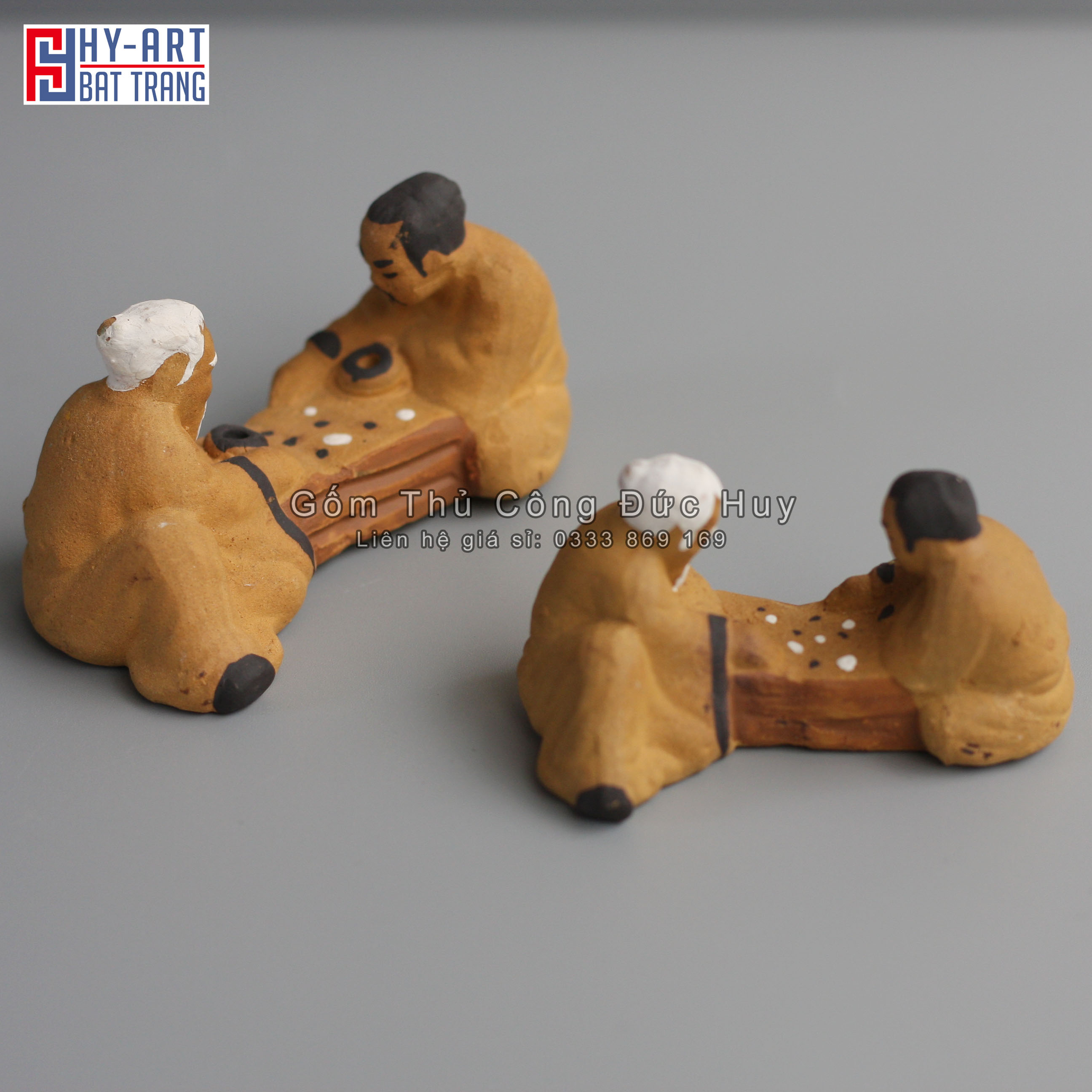 Tượng Gốm Lão Đánh Cờ - Phụ Kiện Trang Trí Hòn Non Bộ - Tiểu Cảnh - Bể Cá