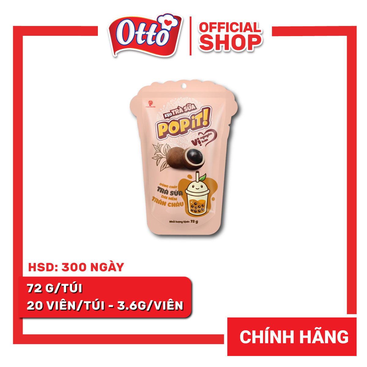 Kẹo trà sữa trân châu popit 72g | đồ ăn vặt