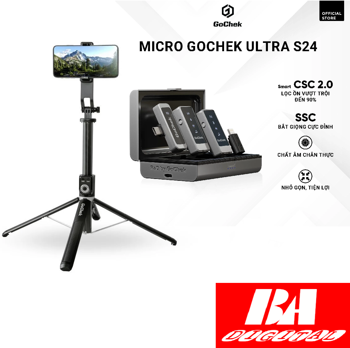 Combo Gậy Chụp Ảnh SS100 & Micro Gochek Ultra S24 Dành Cho Nhà Sáng Tạo Nội Dung Siêu Hot Phụ Kiện Selfie