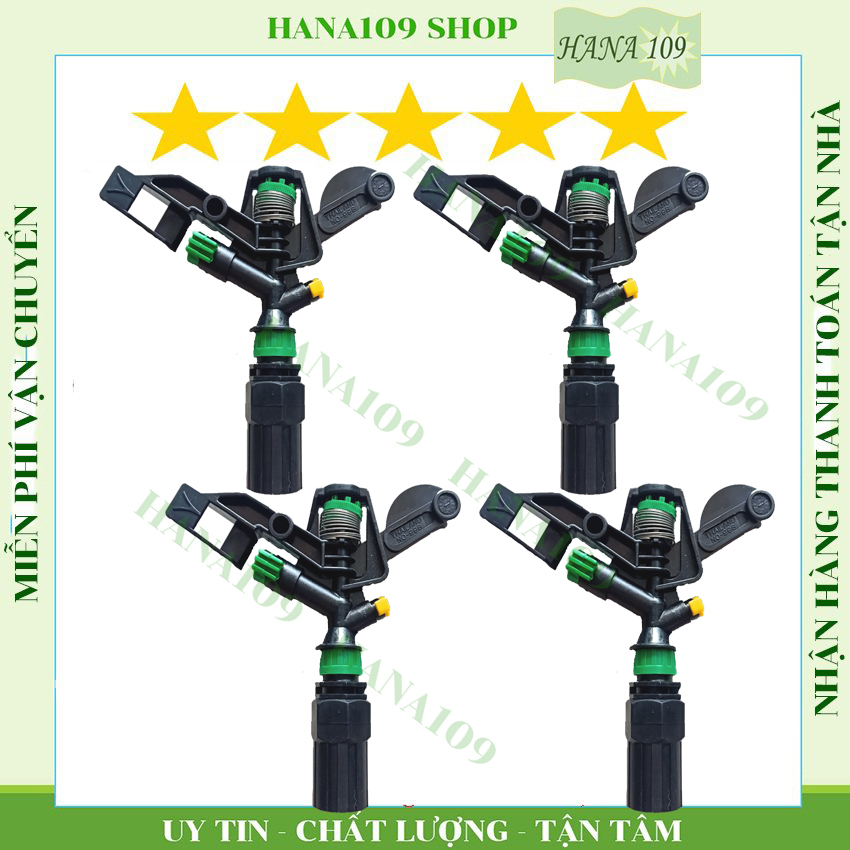 Bộ 04 Béc phun cánh đập trung 2 tia ren trong 27 ren ngoài 21 27 mm BB 998 Thái chuyên tưới cỏ trồng cây lâu lăm cây ăn trái