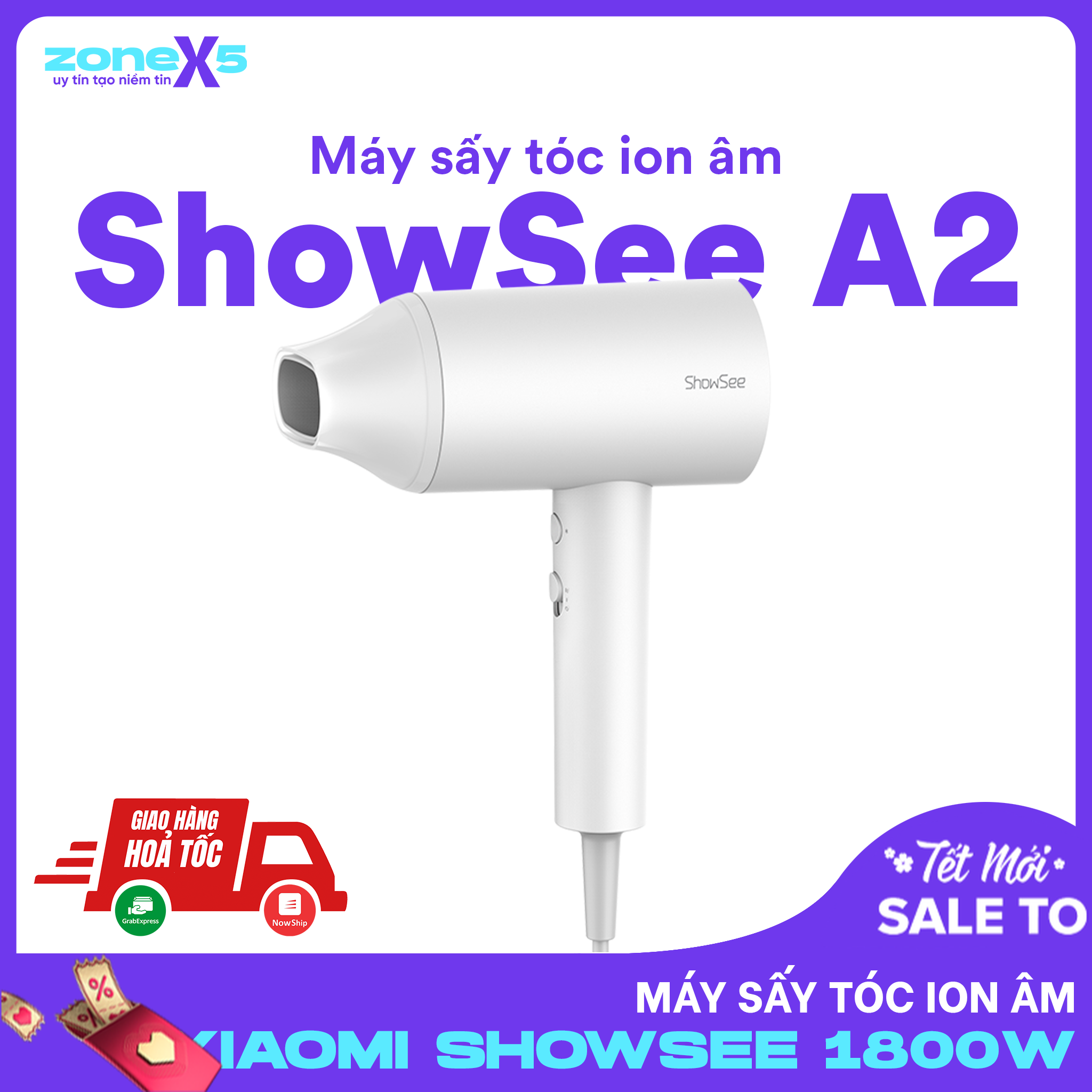Máy sấy tóc ion âm xiaomi mijia showsee a1/a2-w 1800w