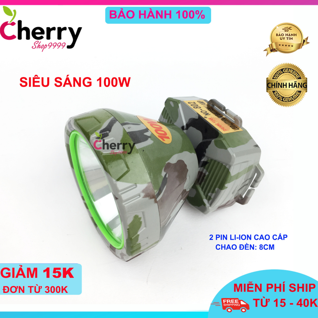 Đèn Pin Đội Đầu 802 ánh sáng mạnh chống nước Ánh sáng vàng hoặc Ánh sáng trắng Màu ràn ri