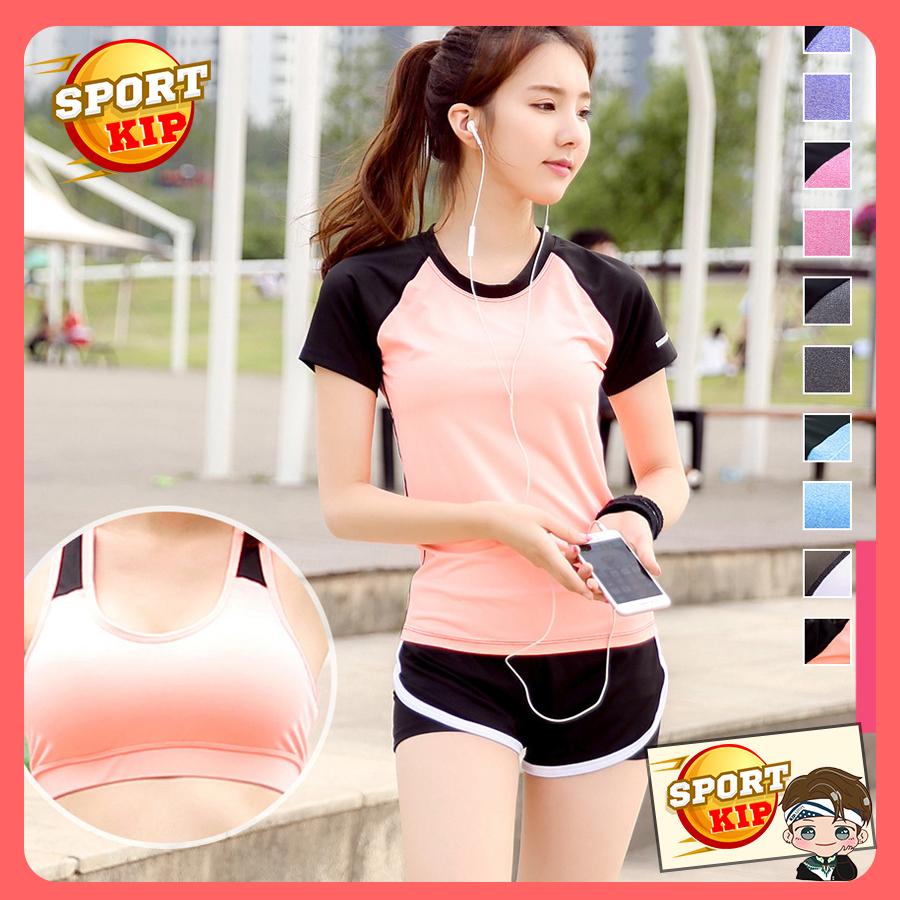 Sét bộ đồ tập gym, yoga, aerobic nữ thể thao cao cấp 3 trong 1 new 2020 - kip04