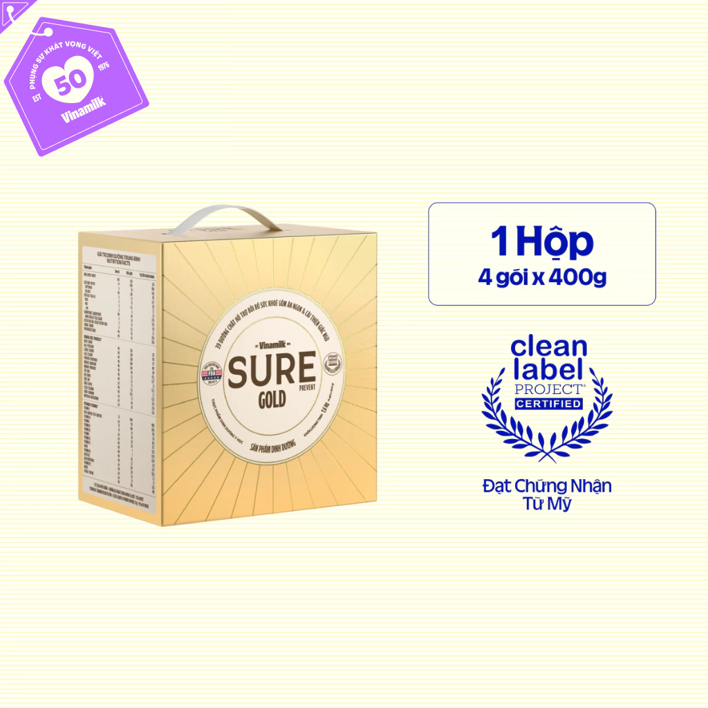 [ CÓ THỂ NHẬN BAO BÌ CŨ/ MỚI] Sữa bột cho người lớn tuổi Vinamilk Sure Prevent 1600g (Hộp giấy) - bổ sung dinh dưỡng và tăng cường sức khỏe