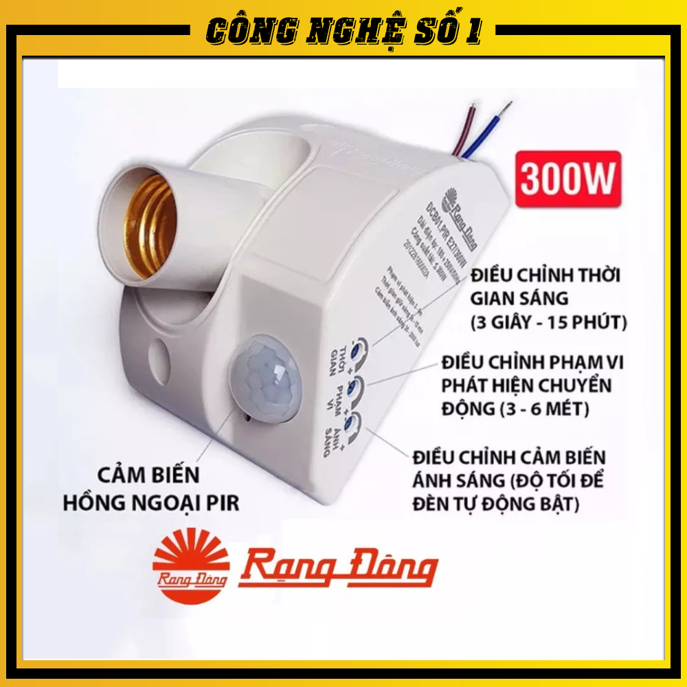 (Hàng Việt Nam chất lượng cao) ĐuI đèn cảm biến chuyển động Rạng Đông hồng ngoại tự động bật tắt, Đuôi đèn E27 cảm ứng chuyển động