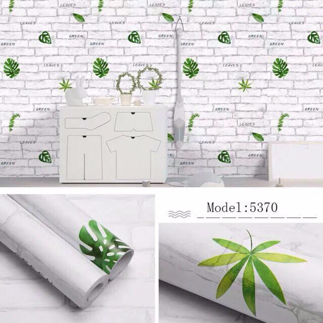 [HCM]Cuộn 10Met giấy dán tường giả gạch Lá Xanh (dài 10met x rộng 45cm). Không dễ phai không thấm nước không độc hại hoàn toàn thân thiện với môi trường. 