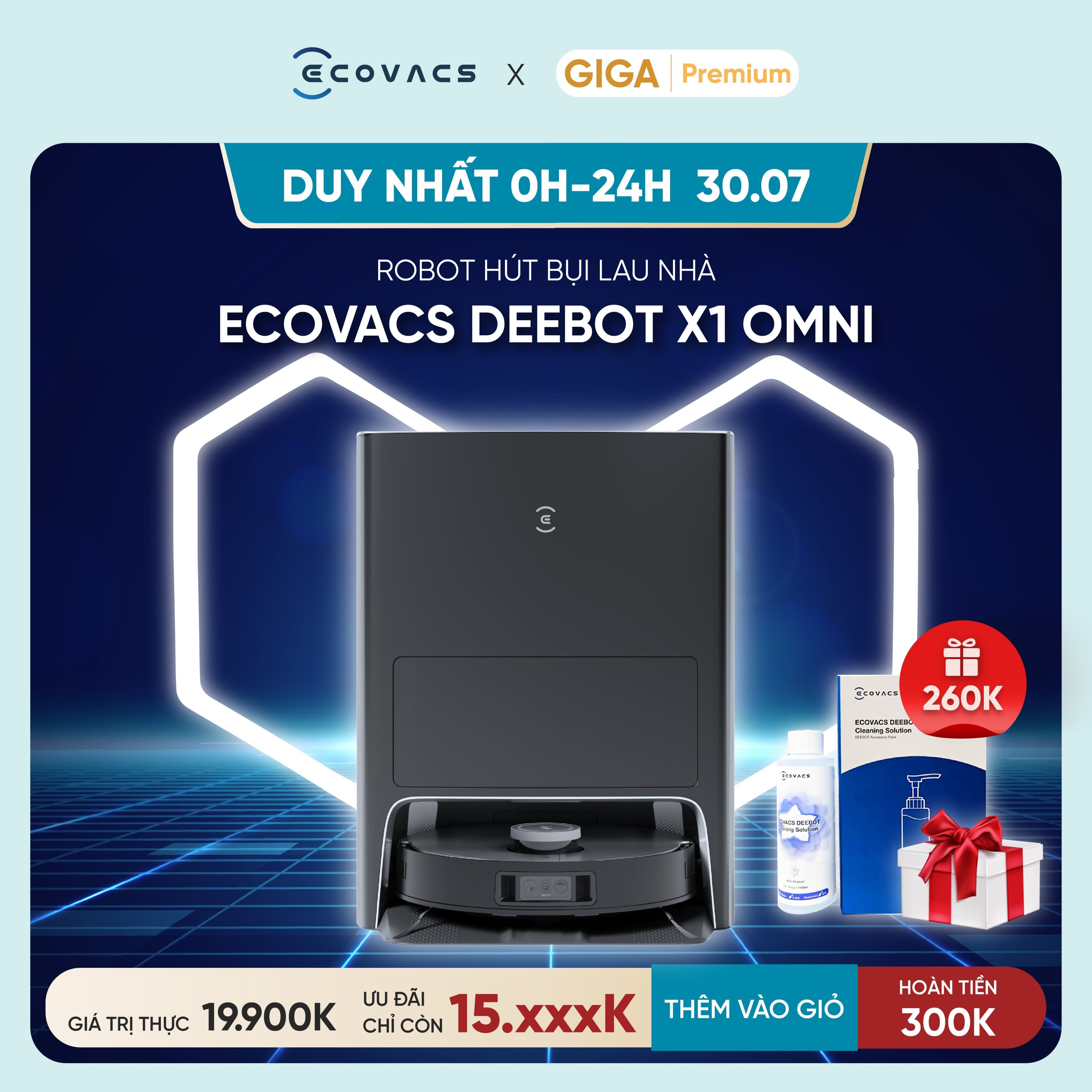 Robot hút bụi lau nhà ECOVACS Deebot X1 OMNI Đổ rác và giặt giẻ tự động EcoVacs Việt Nam Bảo hành 12 Tháng