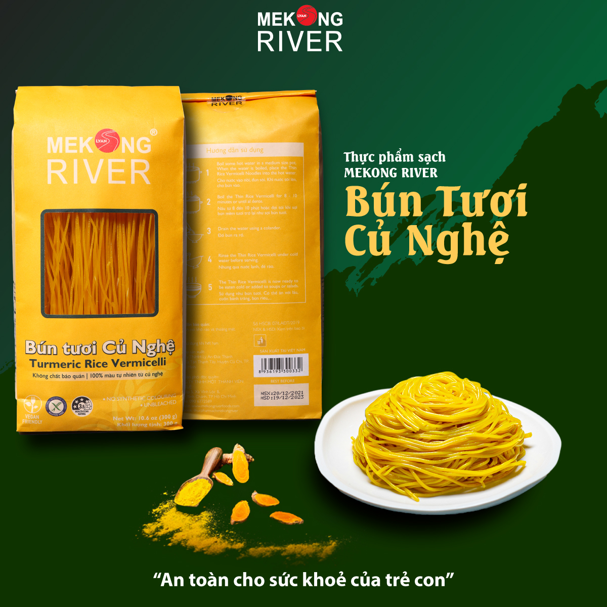 Bún tươi mekong river nghệ - 300gr