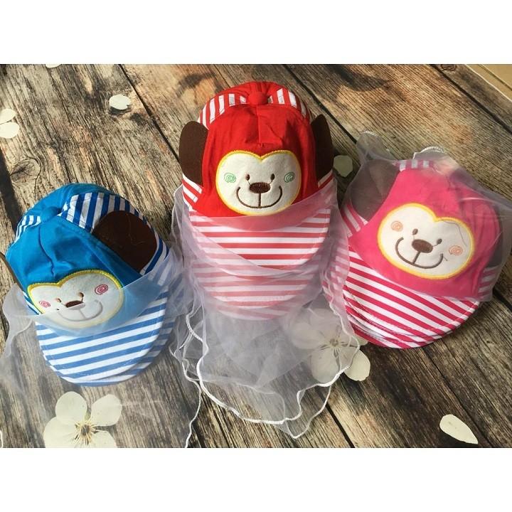 Mũ kèm khăn voan cho bé ra ngoài