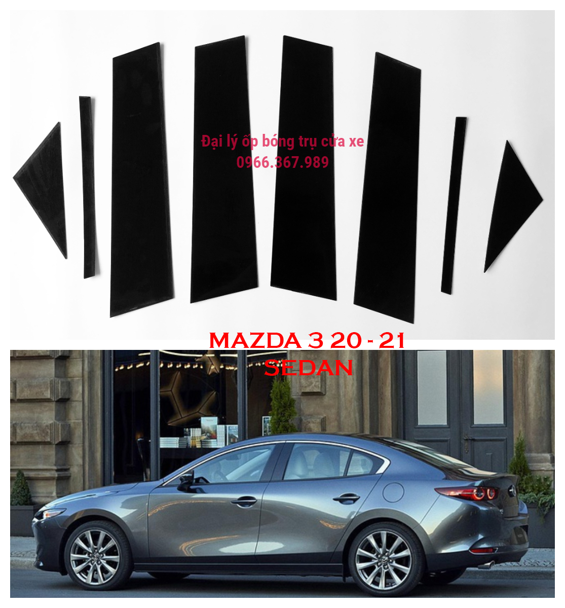 Ốp bóng trụ cửa xe ô tô Mazda 3