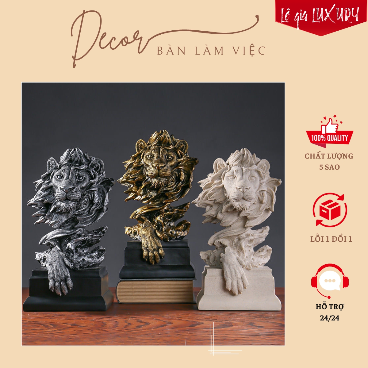 Tượng Sư Tử Decor, Tượng Bắc Âu Decor, Decor Tượng phòng khách, Decor tượng bàn làm viêc