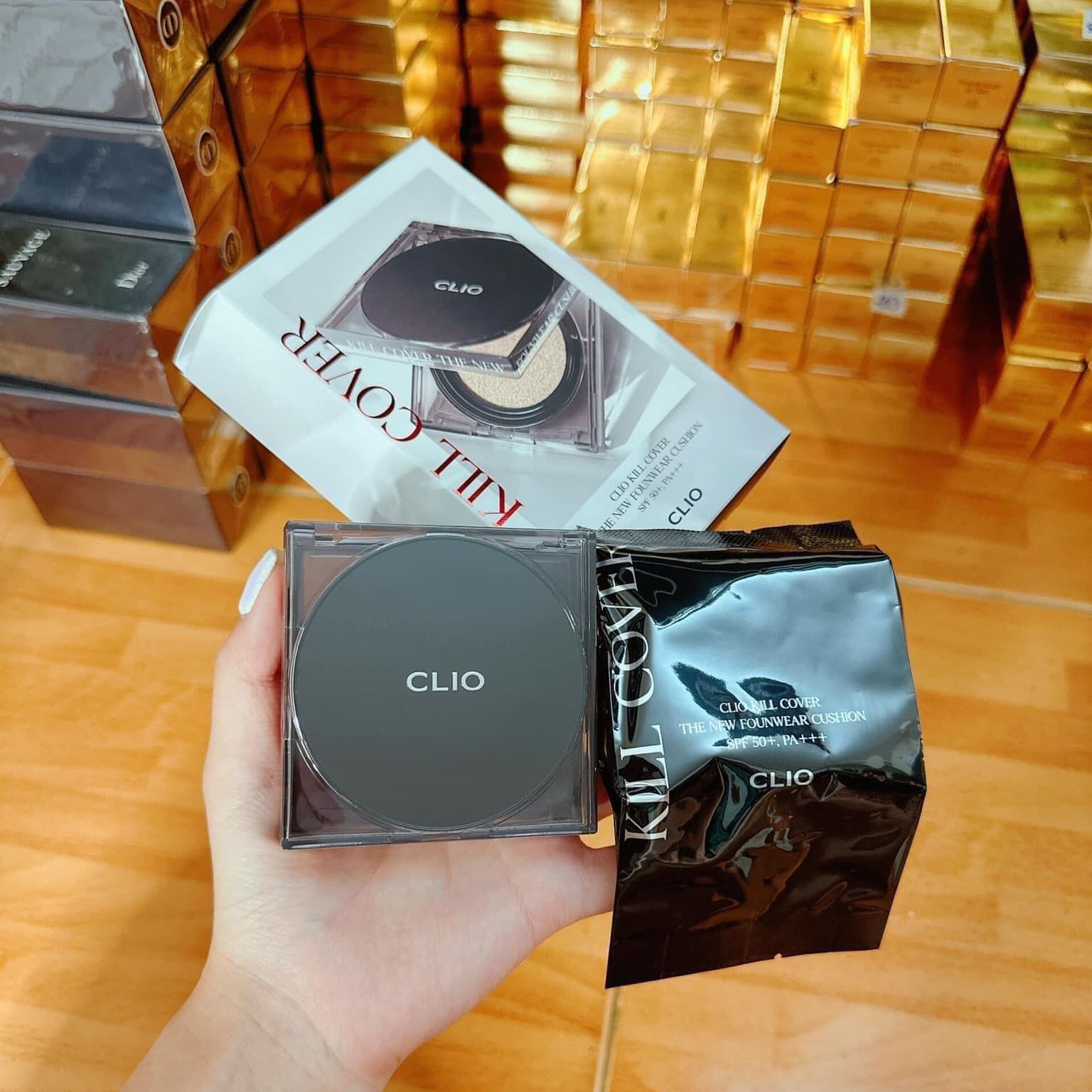 KÈM 1 LÕI REFILL - Phấn Nước Clio Kill Cover The New Founwear Cushion SPF50+ PA+++ - CLIO ĐEN