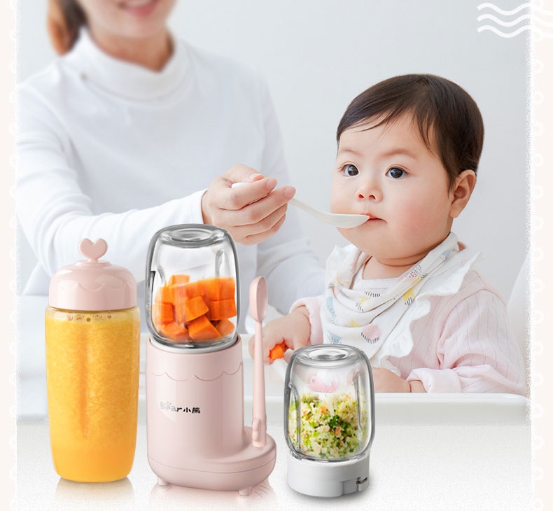 MÁY XAY THỨC ĂN DẶM CHO BÉ ( 3 CỐI THỦY TINH XAY HẠT - XAY THỊT - XAY SINH TỐ VÀ RAU) - BEAR CHÍNH HÃNG