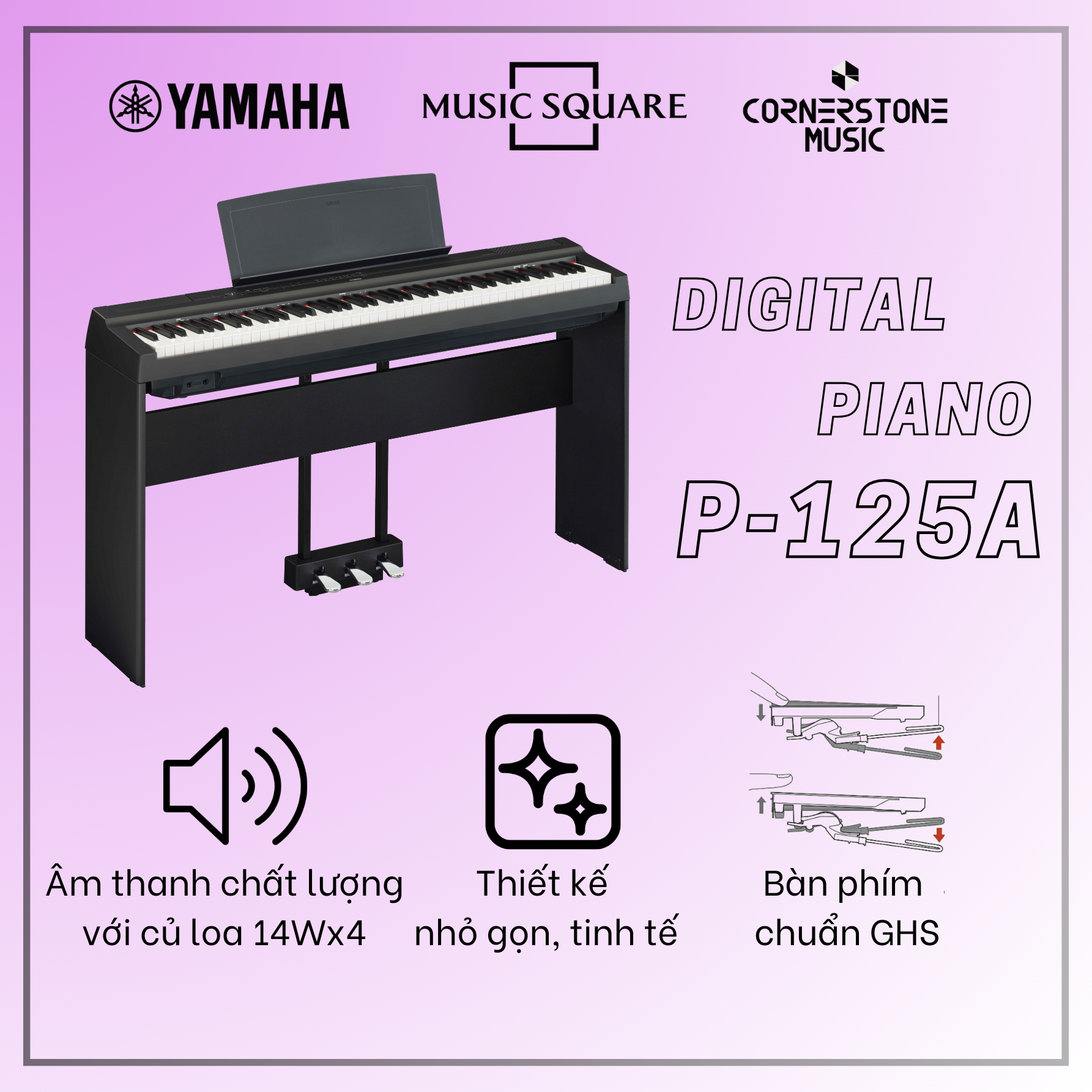 YAMAHA P-125A Digital Piano with Piano stand & pedal
