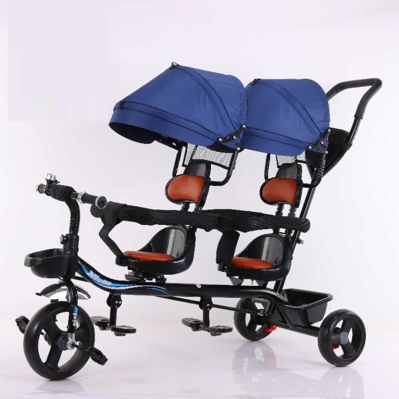 Xe đẩy đôi 380 màu xanh cho bé